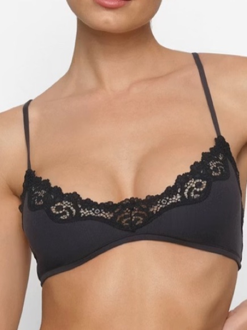 SKIMS Black Lace-Trim Bralette